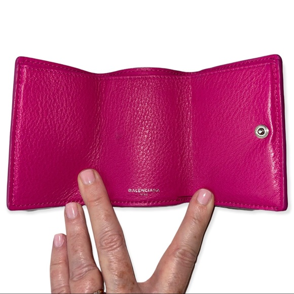 BALENCIAGA Mini Papier Wallet Pink Leather Trifold Envelope Wallet Dust Bag Box - Picture 9 of 14